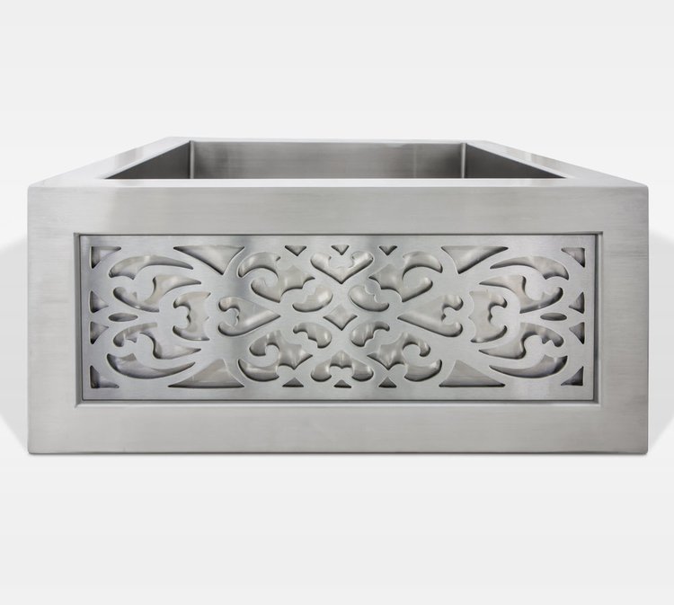 Linkasink Farmhouse Sinks - Linkasink C073-3.5-SS Stainless Steel Inset Apron Front Sink - Smooth Finish - PNL105 - Filigree