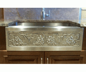 Elite Bath Kitchen Sinks Farmhouse - Stainless Steel Chameleon SS38DBN 38" Double Bullnose Sink 38 x 22.5" - Includes Art Panel - Click Image to Close