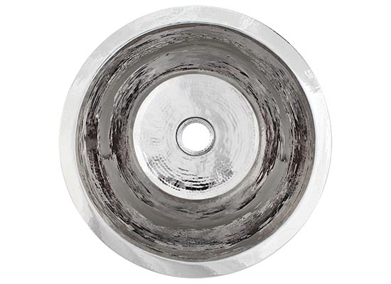 Linkasink Bathroom Sinks - Copper (Nickel Plate) - C016A PN Small Flat Round - 1.5" drain - Polished Nickel