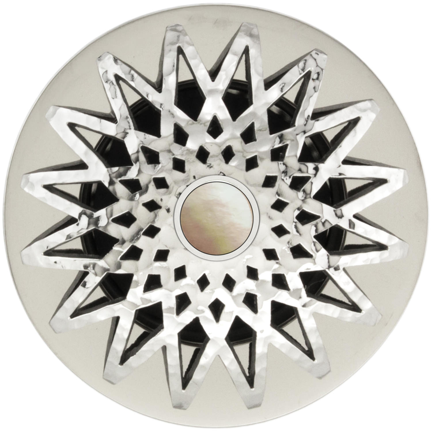 Linkasink Drains - Decorative Grid Strainer 1.5" - Star D015 PH-SCR02-N - Hammered - Mother of Pearl Screw