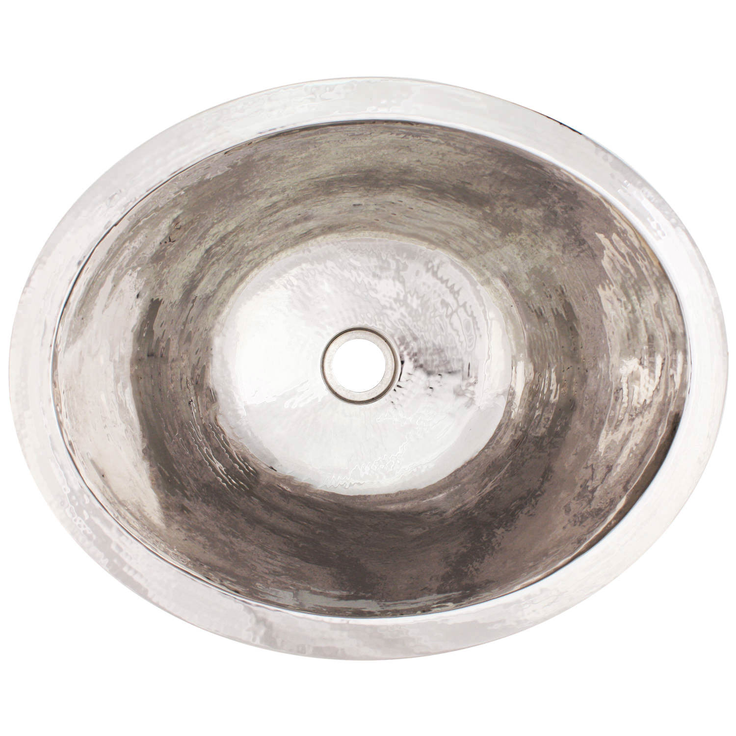 Linkasink Bathroom Sinks - Copper (Nickel Plate) - C023 PN Small Oval - 17.5 x 14 x 7 with 1.5" Drain Hole - Polished Nickel
