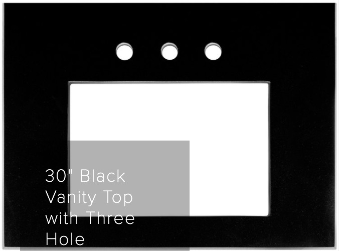 Linkasink Sink Vanities - VT30B-03 - 30" Vanity Top - Black - 18" x 12" sink cutout with 3 faucet holes - Includes 4" Backsplash - 30" x 22" x 1.5"