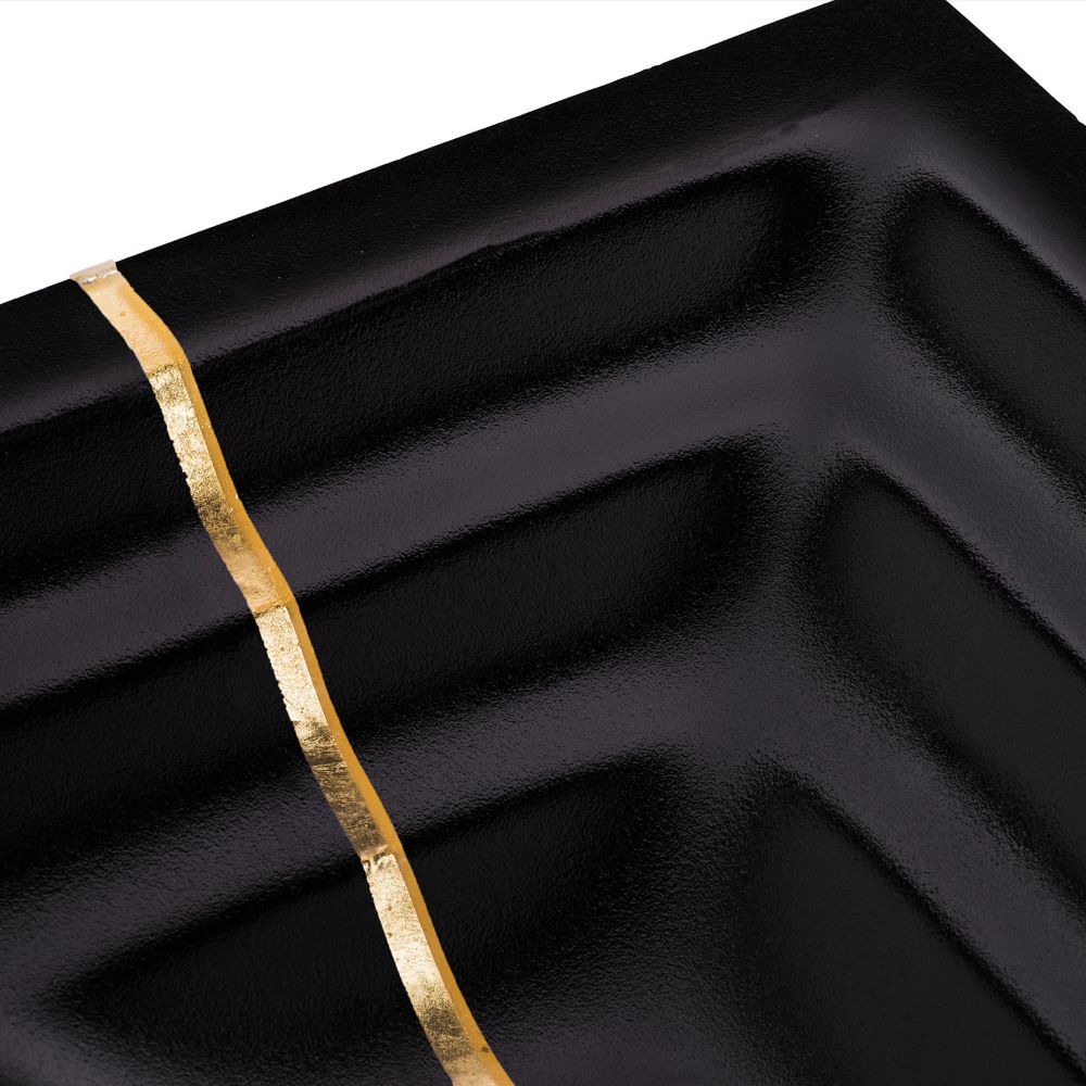 Linkasink Bathroom Sinks - Artisan Glass - AG01A-04GLD - STRIPE Small Rectangle - Black Glass with Gold Accent - Undermount - OD: 18