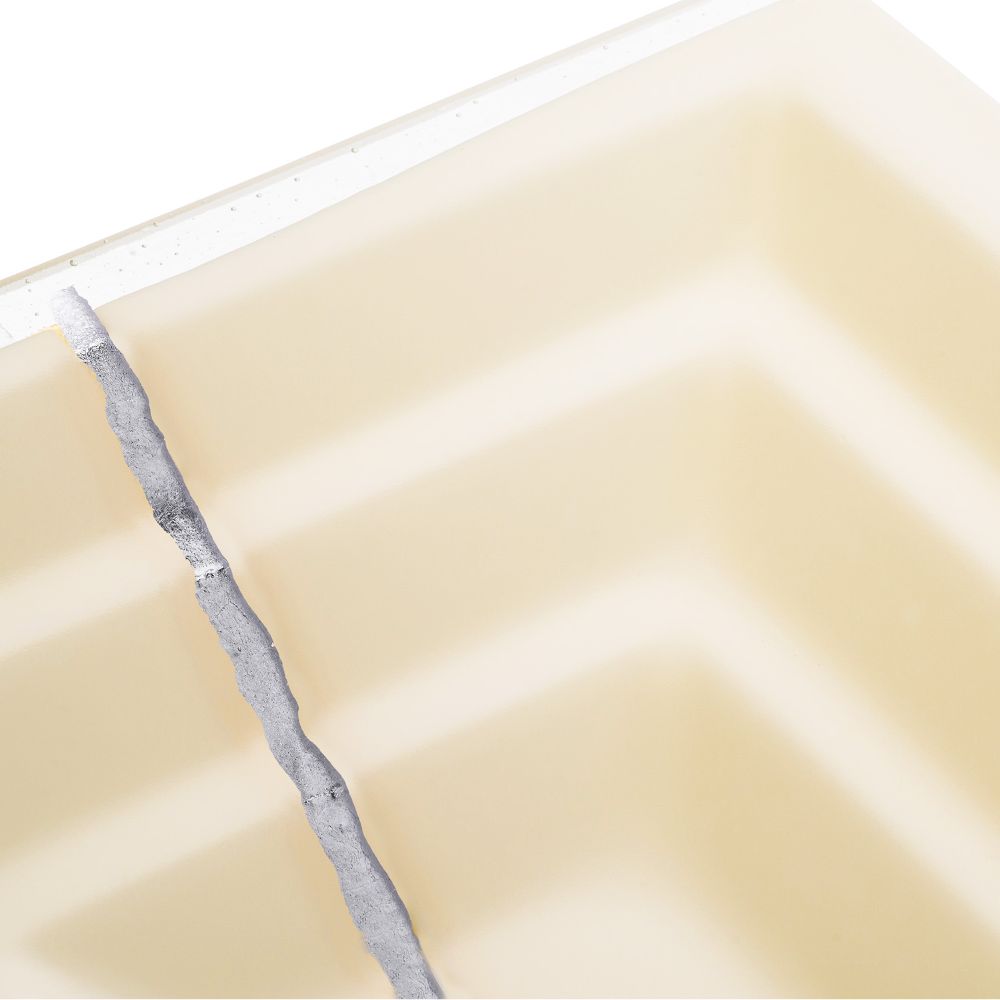 Linkasink Bathroom Sinks - Artisan Glass - AG02B-02SLV - RIVER Medium Rectangle - Cream Glass with Silver Accent - Undermount - OD: 20" x 14" x 4" - ID: 18" x 12" - Drain: 1.5" - Click Image to Close