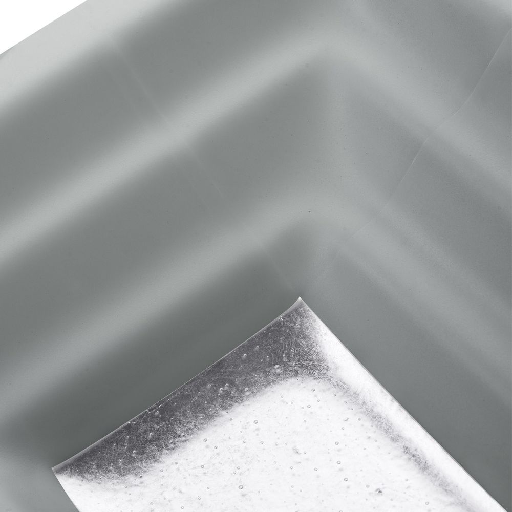 Linkasink Bathroom Sinks - Artisan Glass - AG03C-03SLV - WINDOW Large Rectangle - Gray Glass with Silver Accent - Undermount - OD: 23" x 15" x 4" - ID: 20.5" x 12.5" - Drain: 1.5" - Click Image to Close