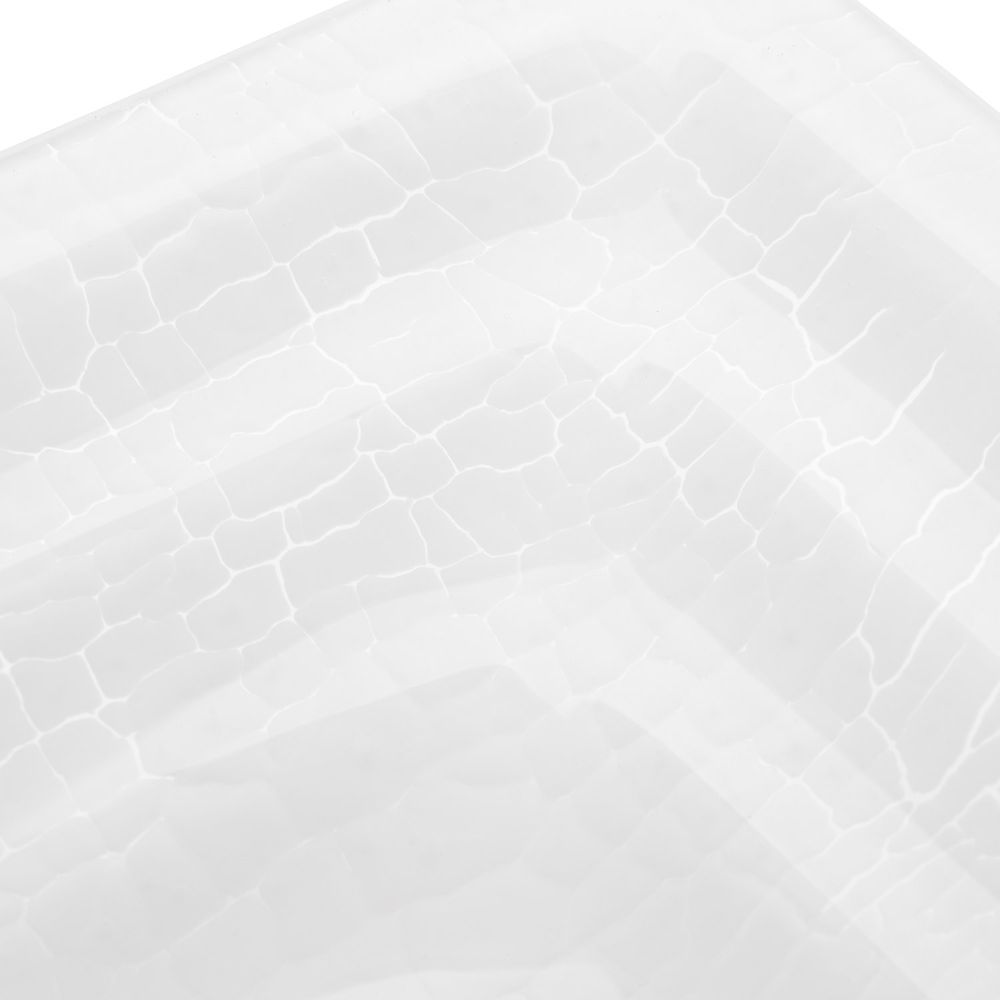 Linkasink Bathroom Sinks - Artisan Glass - AG06A - CRACKLE Small Rectangle - White + Clear Glass - Undermount - OD: 18