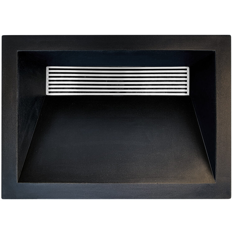 Linkasink Bathroom Sinks - Concrete - AC01UM BLK - HENRY - Concrete Rectangle Sloped Sink with Grate Recess (additional fee) - Black - Undermount - 21" x 15" x 5.75” - Interior 18" x 12”