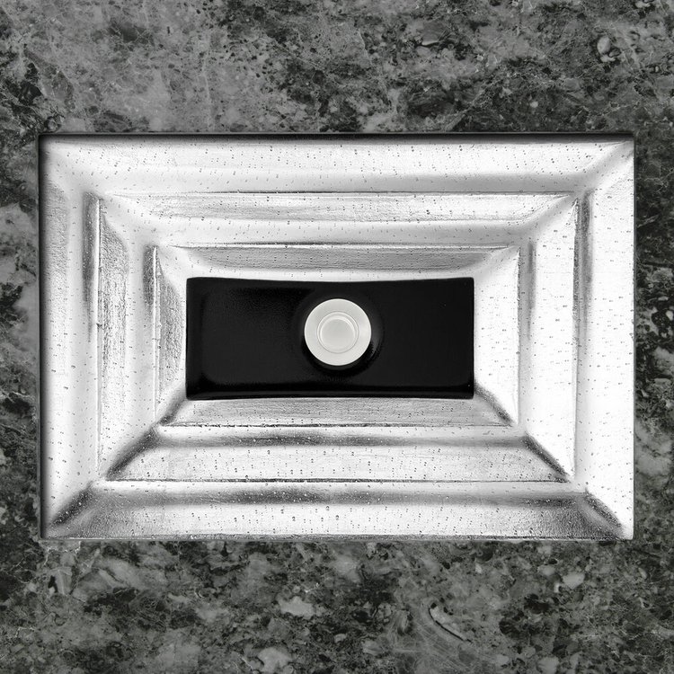 Linkasink Bathroom Sinks - Artisan Glass - AG10C-04SLV - Églomisé Large Rectangle - Silver with Black Window - Undermount - OD: 23" x 15" x 4" - ID: 20.5" x 12.5" - Drain: 1.5"