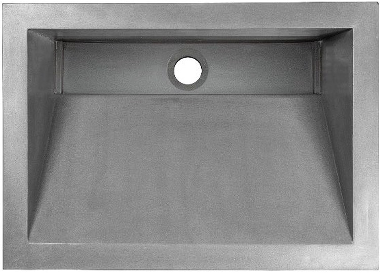 Linkasink Bathroom Sinks - Concrete - AC01 Henry Model AC01DI G - Rectangle Drop-in Sloped Sink with Grate Recess (grate not included) - Gray