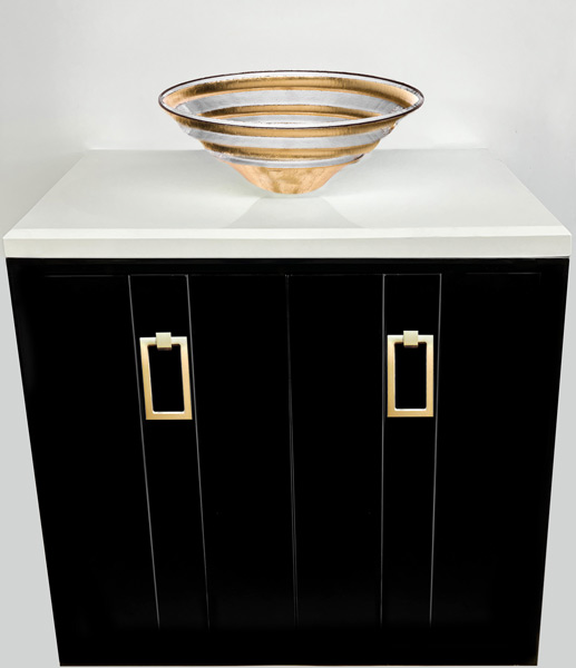 Linkasink Black Tuxedo Vanity with Top-Banded Eglomiose Sink