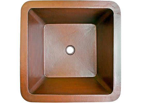 Linkasink Bathroom Sinks - Copper - C007 WC Large Square Copper Sink - 20 x 20 x 10 - Weathered Copper