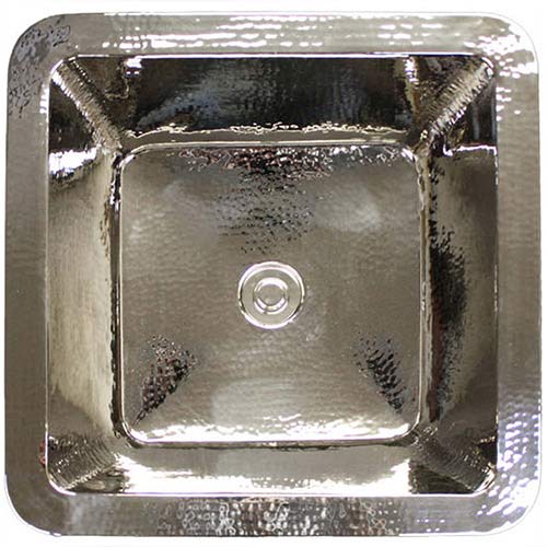 Linkasink Copper (Nickel Plate) - C007 PN Large Square - 20 x 20 x 10 with 1.5" Drain Hole - Polished Nickel