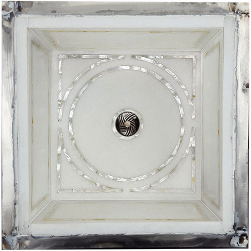 Linkasink Bathroom Sinks - Square White Marble Mother of Pearl Inlay - MI08 Graphic Undermount Bath Sink