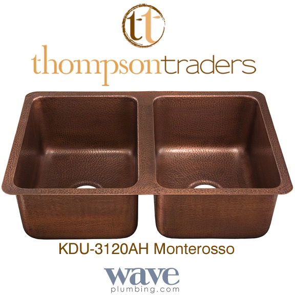 Thompson Traders Sinks - Kitchen - Copper - Renovations Villa KDU-3120AH Double Bowl Hammered Copper Sink - Drop In Thompson Traders Sinks - Kitchen - Copper - Renovations Villa KDU-3120AH Double Bowl Hammered Copper Sink - Drop In