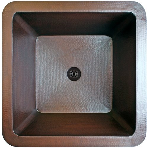 Linkasink Bathroom Sinks - Copper - C007 DB - Large Square Copper Sink - 20 x 20 x 10 with 1.5" Drain Opening - Dark Bronze