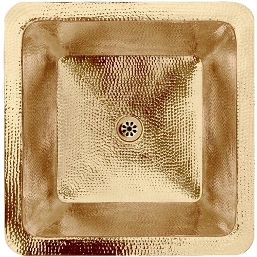 Linkasink Copper (Nickel Plate) - C007 PB Large Square - 20 x 20 x 10 with 2" Drain Hole - Polished Unlacquered Brass