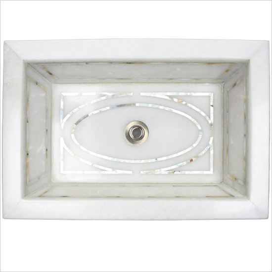 Linkasink Bathroom Sinks - White Marble Mother of Pearl Inlay - MI03 Graphic Drop-In Bath Sink Linkasink Bathroom Sinks - White Marble Mother of Pearl Inlay - MI03 Graphic Drop-In Bath Sink