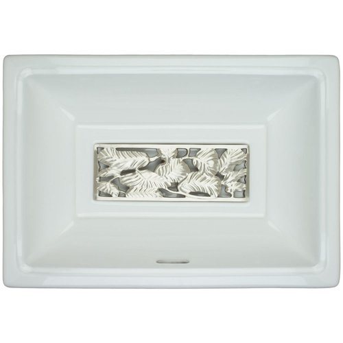 Linkasink Bathroom Sinks - Linkasink P0011-W Lois- White Porcelain - Decorative Grate G002 - Leaves