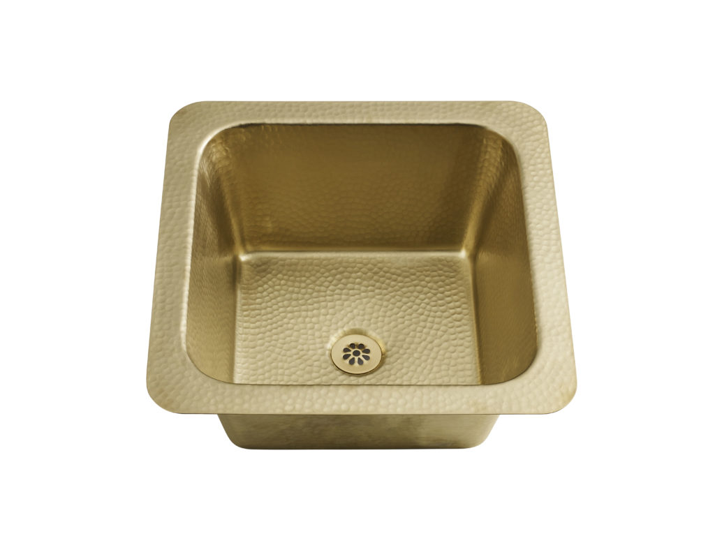 Thompson Traders Sinks - Bar & Prep - Brass - Tamayo 1S-HPB - Semi-Satin Brass (Hammered) Finish - Click Image to Close