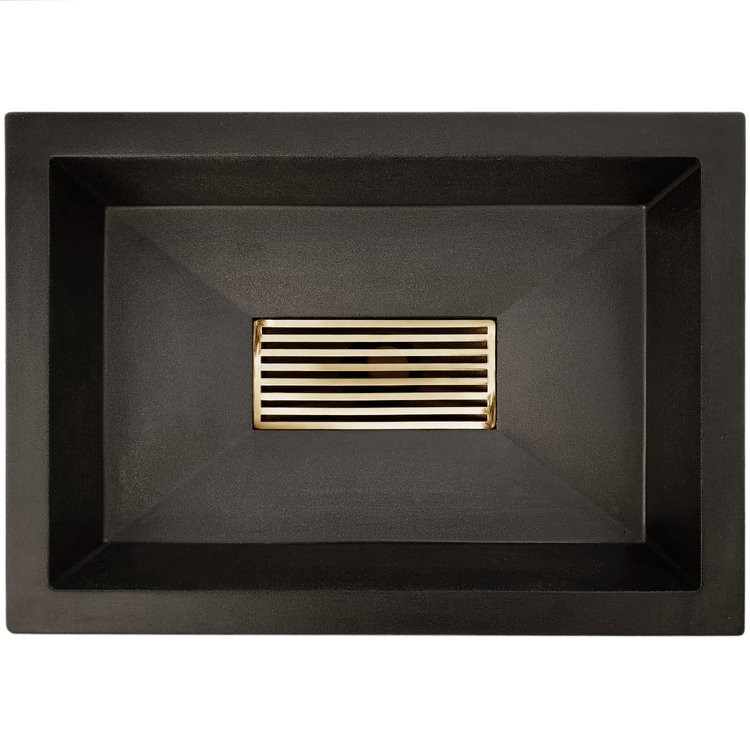 Linkasink Bathroom Sinks - Sink Grates - GM007 PB - Square Bars Decorative Metal Grate for Concrete AC05 - Polished Unlacquered Brass - 7.5" x 3.5" x .25"
