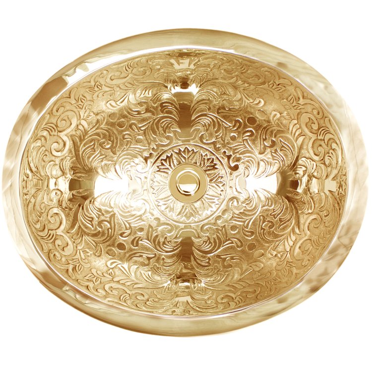 Linkasink Bathroom Sinks - Bronze - B018-PB Brocade Oval Bowl - Polished Unlacquered Brass