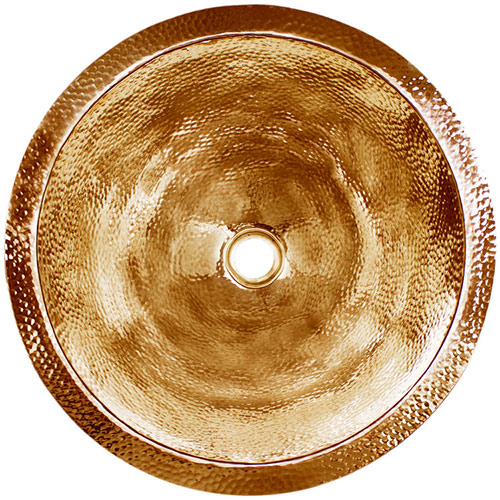 Linkasink Bathroom Sinks - Builders Series - Brass - BLD102-PB - Large Round - 16.5" x 7" with 1.5" Drain Hole - Polished Unlaquered Brass Finish