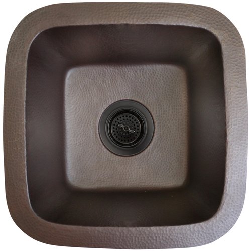 Linkasink Bathroom Sinks - Builders Series - Bronze - BLD105-DB - Square - 16.5" x 16.5" x 7.5" with 3.5" Drain Hole - Dark Bronze Finish