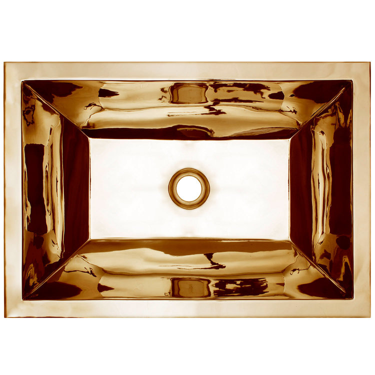 Linkasink Bathroom Sinks – Builders Series – Brass – BLD106-2-PB – Coco Smooth Series – 20.25” x 14.25” with 2” Drain Hole – Polished Unlaquered Brass Finish