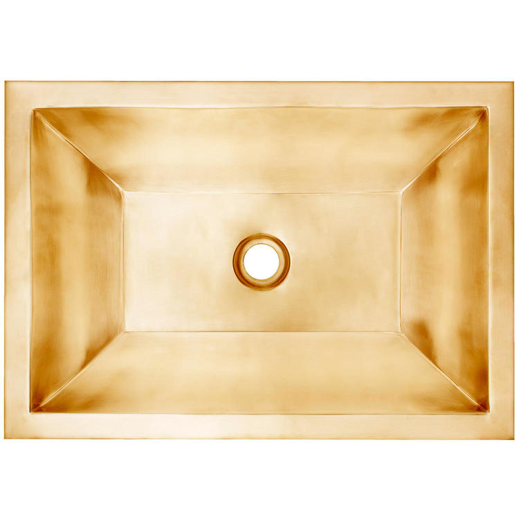 Linkasink Bathroom Sinks – Builders Series – Brass – BLD106-3.5-UB – Coco Smooth Series – 20.25” x 14.25” with 3.5” Drain Hole – Satin Unlaquered Brass Finish