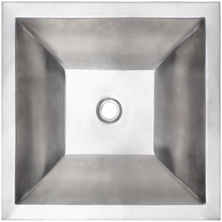Linkasink Bathroom Sinks – Builders Series – Stainless Steel – BLD112 SS – Coco Square Smooth – 16” x 16” x 6.5” with 1.5” Drain Hole – Satin Stainless Steel Finish
