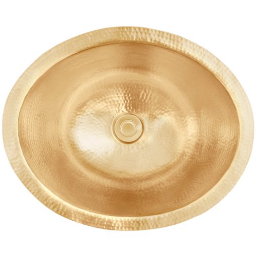 Linkasink Bathroom Sinks - Stainless Steel - C023 PB Small Oval - 17.5 x 14 x 7 with 1.5" Drain Hole - Polished Unlacquered Brass