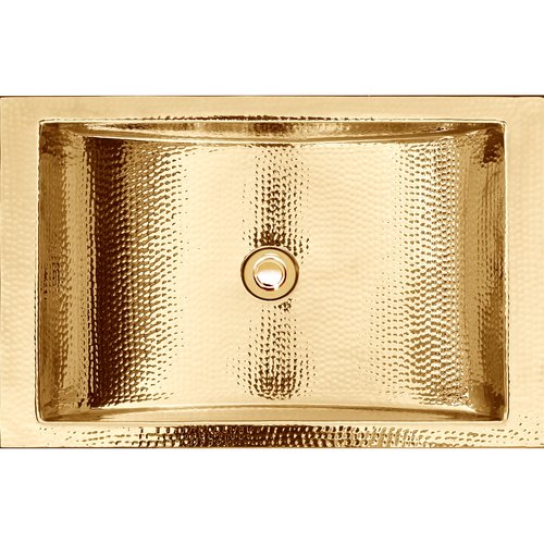 Linkasink Bathroom Sinks - Unlacquered Brass - C052 PB Rectangle Bowl - 18 x 12 x 6 with 1.5" Drain Hole - Polished Unlacquered Brass