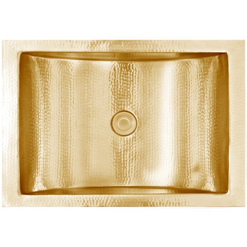 Linkasink Bathroom Sinks - Unlacquered Brass - C052 UB Rectangle Bowl - 18 x 12 x 6 with 1.5" Drain Hole - Satin Unlacquered Brass