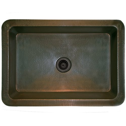 Linkasink Bathroom Sinks - Copper - C054 DB Rectangle Copper Sink - 18 x 14 x 6 with 2" Drain Hole - Dark Bronze
