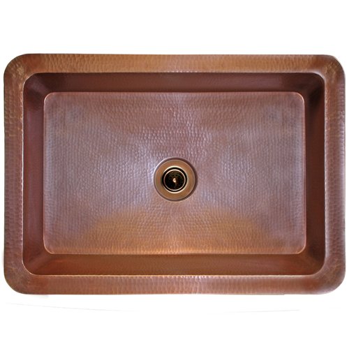 Linkasink Bathroom Sinks - Copper - C054 WC Rectangle Copper Sink - 18 x 14 x 6 with 2" Drain Hole - Weathered Copper
