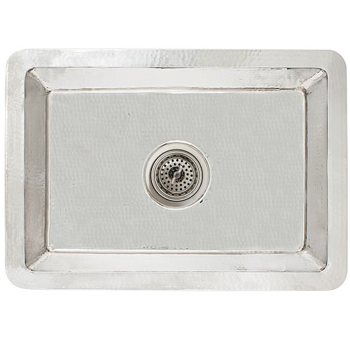 Linkasink Bathroom Sinks - Copper (Nickel Plate) - C054 PN Rectangle Copper Sink - 18 x 14 x 6 with 3.5" Drain Hole - Polished Nickel