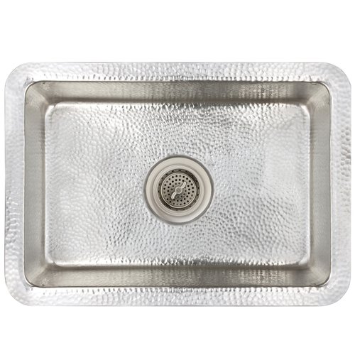 Linkasink Bathroom Sinks - Copper (Nickel Plate) - C054 SN Rectangle Copper Sink - 18 x 14 x 6 with 3.5" Drain Hole - Satin Nickel