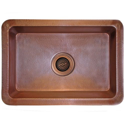 Linkasink Bathroom Sinks - Copper - C054 WC Rectangle Copper Sink - 18 x 14 x 6 with 3.5" Drain Hole - Weathered Copper