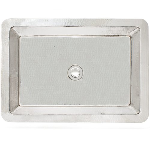 Linkasink Bathroom Sinks - Copper (Nickel Plate) - C054 PN Rectangle Copper Sink - 18 x 14 x 6 with 1.5" Drain Hole - Polished Nickel