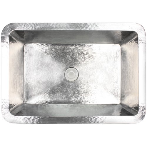 Linkasink Bathroom Sinks - Copper (Nickel Plate) - C054 SN Rectangle Copper Sink - 18 x 14 x 6 with 1.5" Drain Hole - Satin Nickel