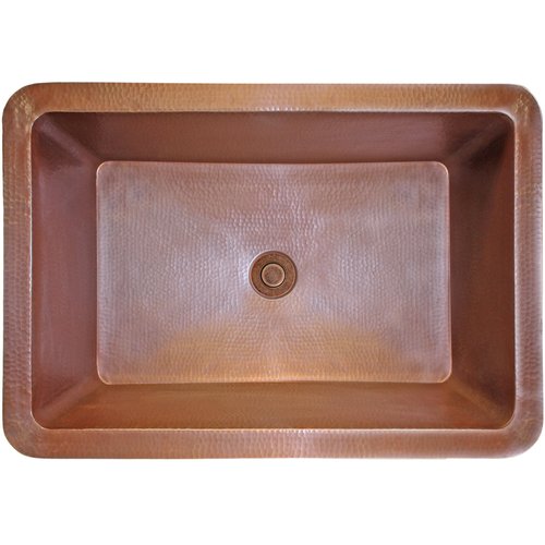 Linkasink Bathroom Sinks - Copper - C054 WC Rectangle Copper Sink - 18 x 14 x 6 with 1.5" Drain Hole - Weathered Copper