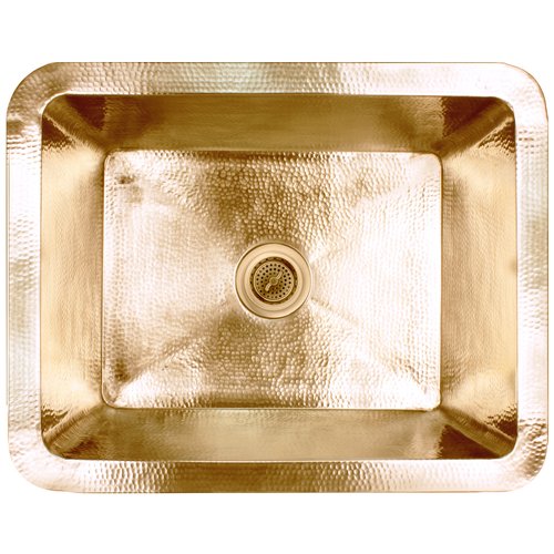 Linkasink Kitchen Sinks - Unlacquered Brass - C061 UB Single Bowl Sink - 25 x 20 x 10 with 3.5" Drain Hole - Satin Unlacquered Brass