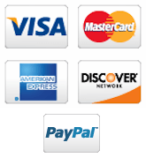 We accept Visa, Mastercard, Discover & American Express