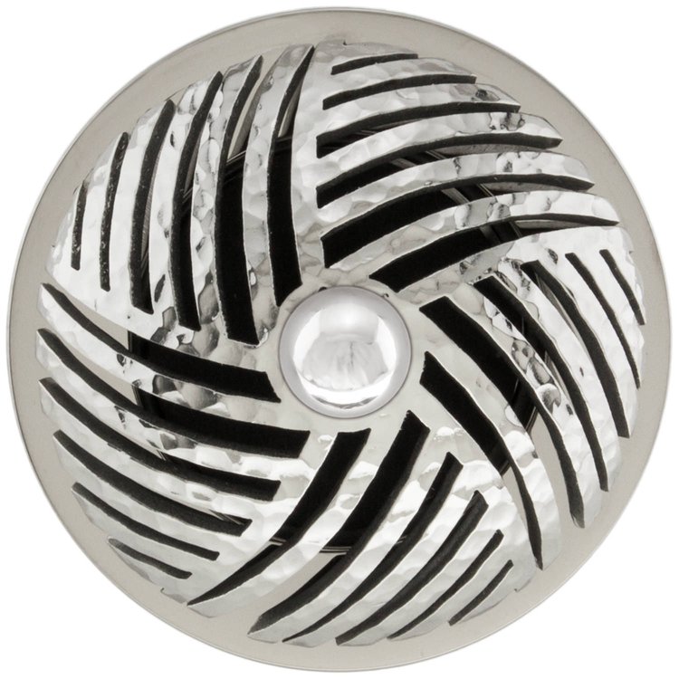 Linkasink - D013 PH-SCR01-O - 1.5" Grid Strainer - Polished Hammered Stainless Steel - Herringbone with Sphere Screw - Overflow