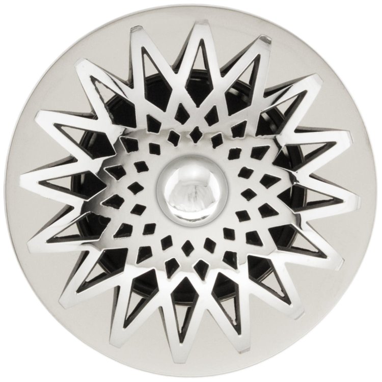 Linkasink - D015 PS-SCR01-N - 1.5" Grid Strainer - Polished Smooth Stainless Steel - Star with Sphere Screw - No Overflow