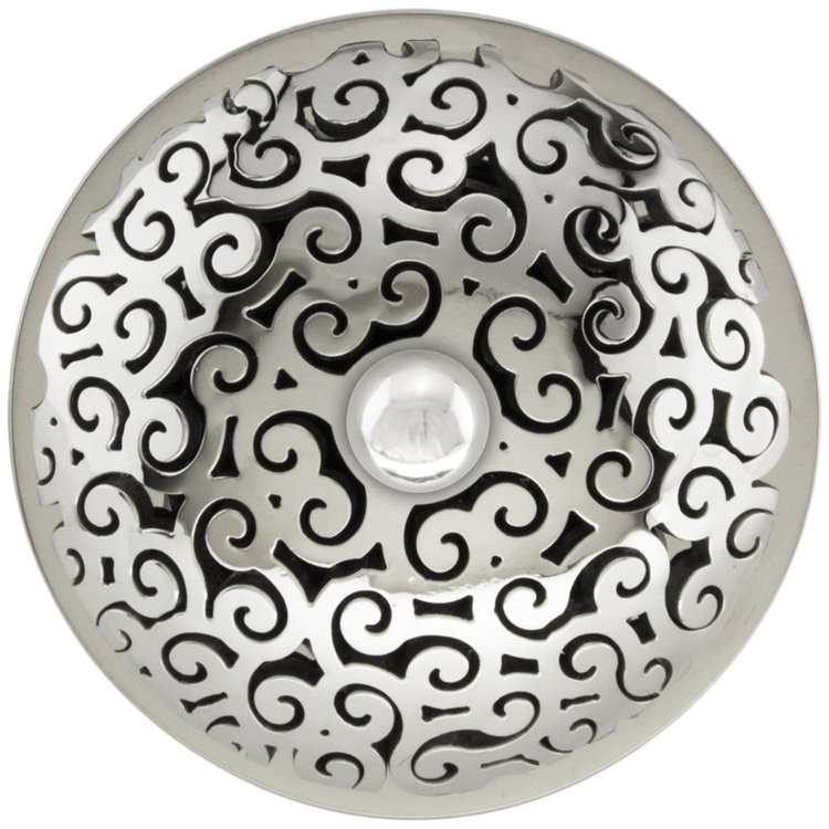 Linkasink - D016 PS-SCR01-O - 1.5" Grid Strainer - Polished Smooth Stainless Steel - Swirl with Sphere Screw - Overflow