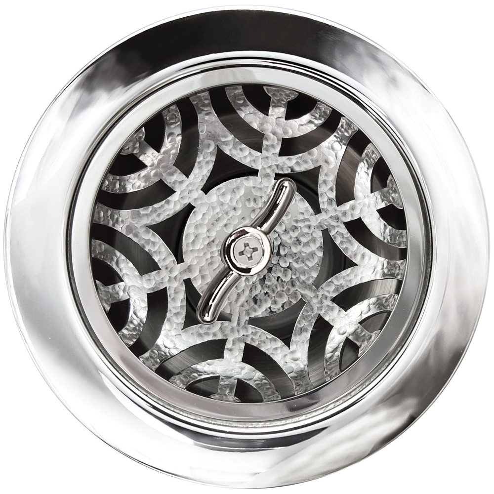 Linkasink Drain - Kitchen D051 PH Maze 3.5 Basket Strainer Polished Hammered Linkasink Drain - Kitchen D051 PH Maze 3.5 Basket Strainer Polished Hammered
