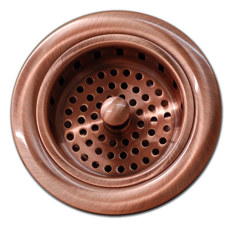 Thompson Traders Drain - Kitchen - TDB35-AC - Basket Strainer Post Style - Antique Copper