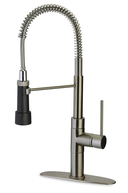 LaToscana by Paini Kitchen Faucet - Elba 78PW557PM Single Handle Spring Spout Magnetic Spray - Brushed Nickel - Click Image to Close