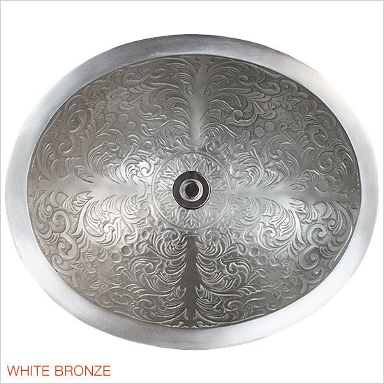 Linkasink Bathroom Sinks - Bronze - B018-WB Brocade Oval Bowl - White Bronze